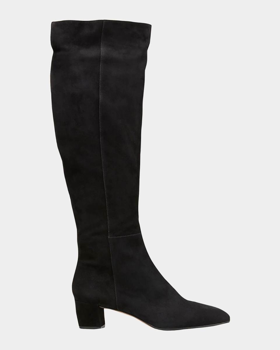 Low-Heel Suede Knee Boots